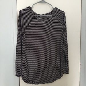 Burgundy Striped Long sleeve T/ Blouse